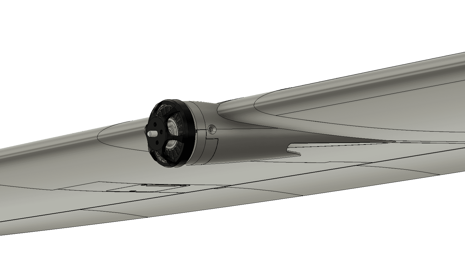 A close-up of the motor pod
