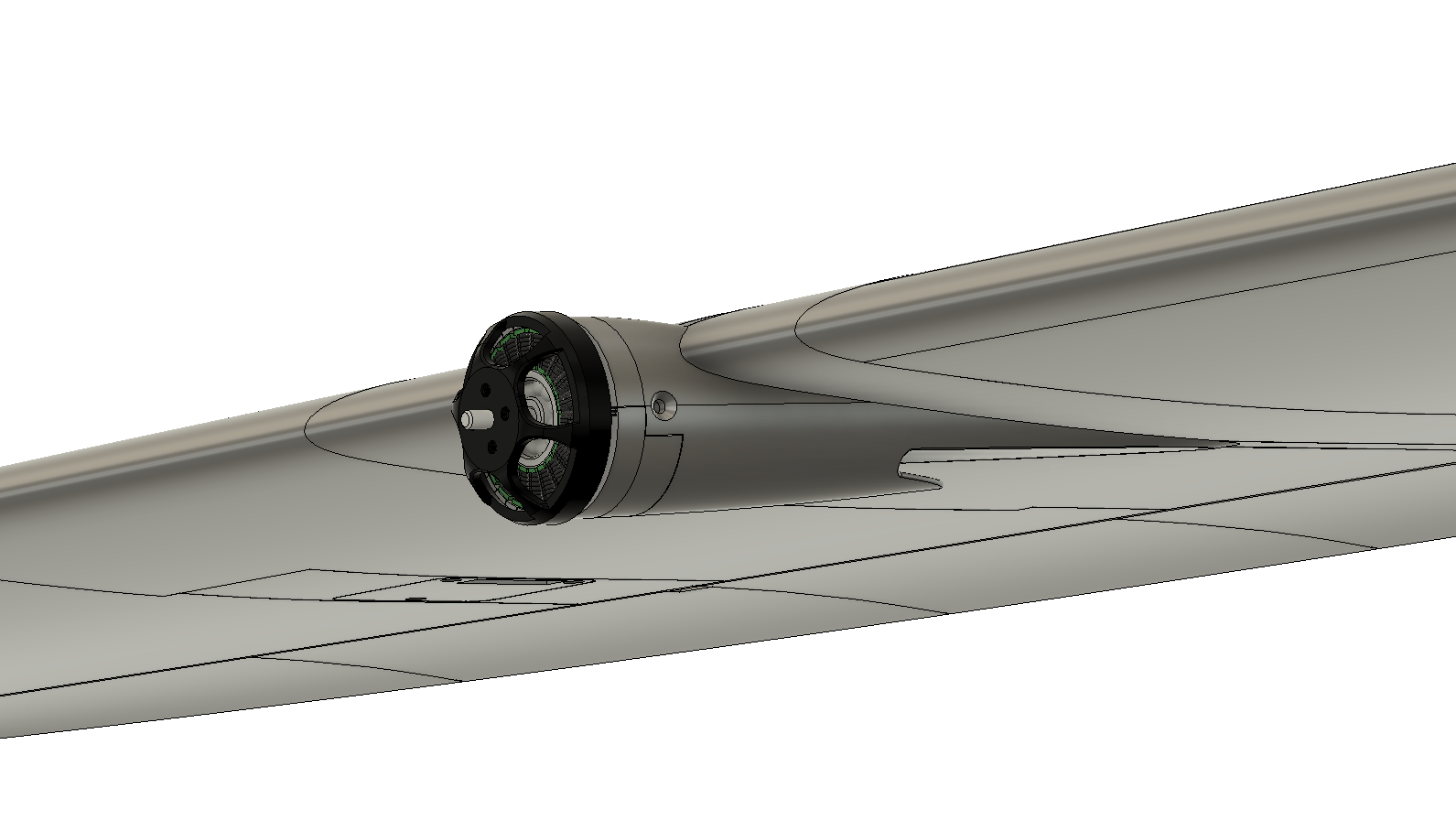 A close-up of the motor pod