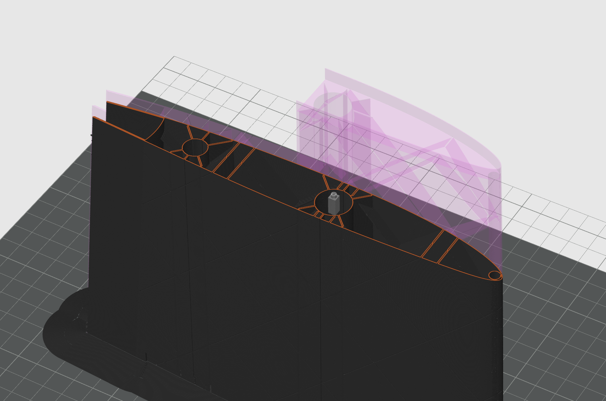 A wing section in the slicing software
